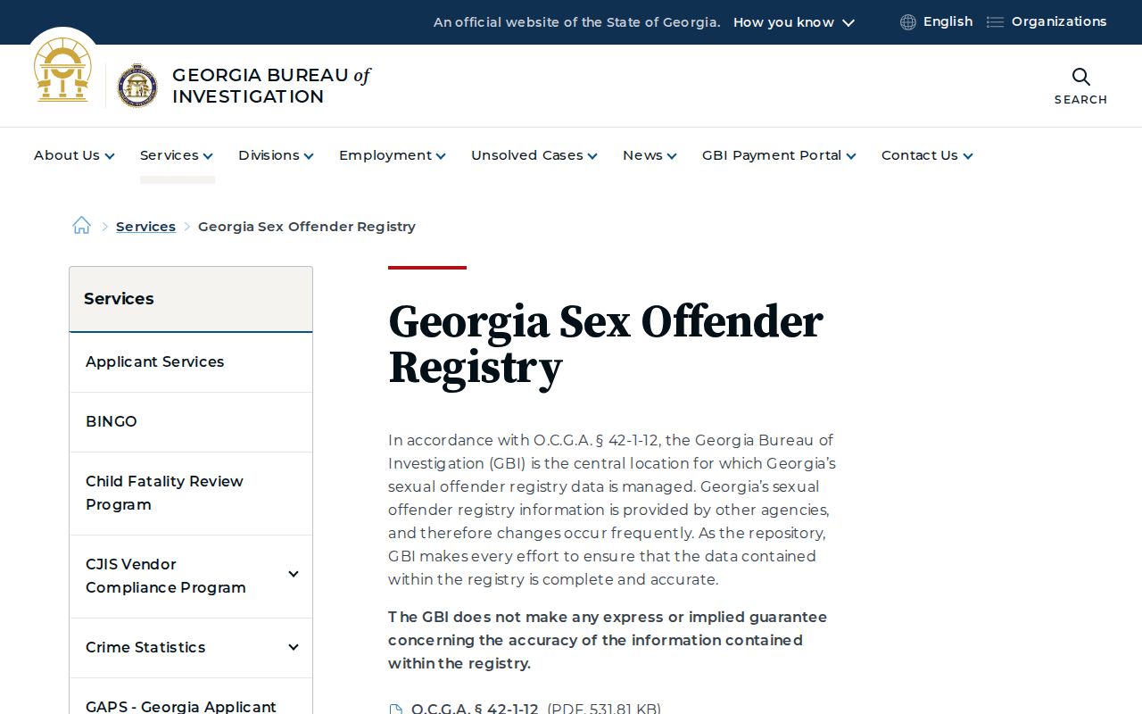 GBI registry guidance distinct from Dougherty County released mugshots