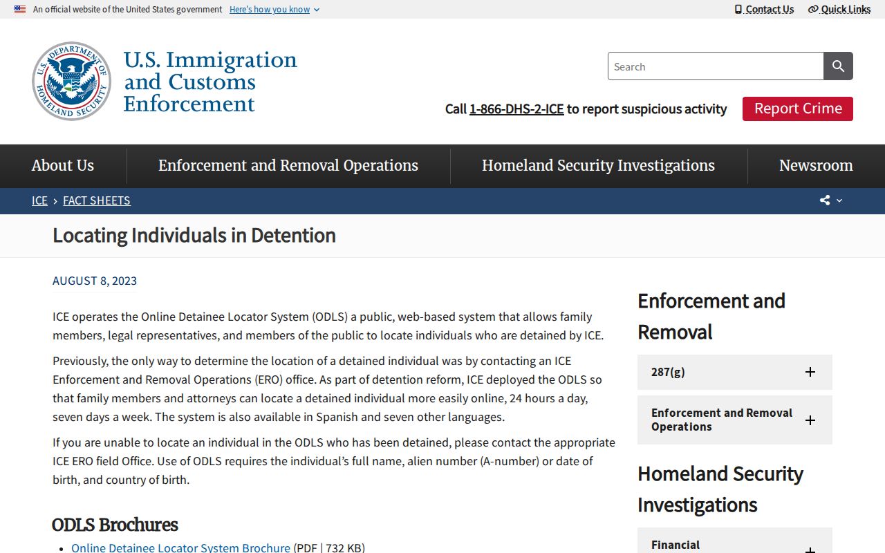 ICE guidance for locating a person after a Dougherty County transfer